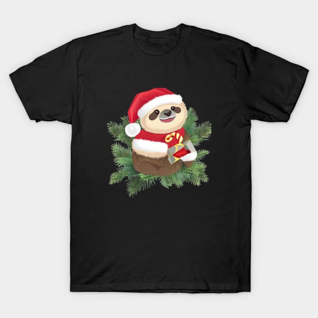 Funny Santa Sloth T-Shirt by halazidan